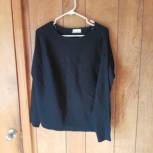 Becool Black Long Sleeve Ribbed Knit Pullover Top Size M/L Minimalist Basic